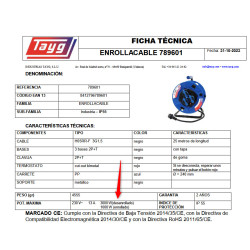 CARRETE ENROLLACABLE DE 25 METROS DE 3*1,5 mm IP55